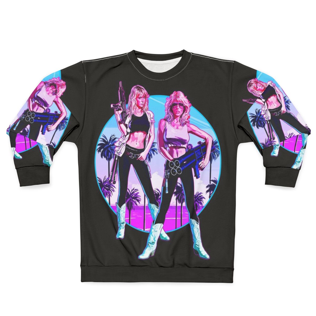 "Hard Ticket to Hawaii Big Guns Sweatshirt - 80s Miami Action"