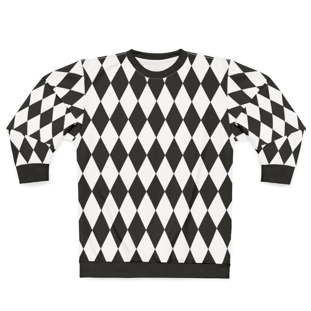 Harlequin diamond pattern black and white sweatshirt