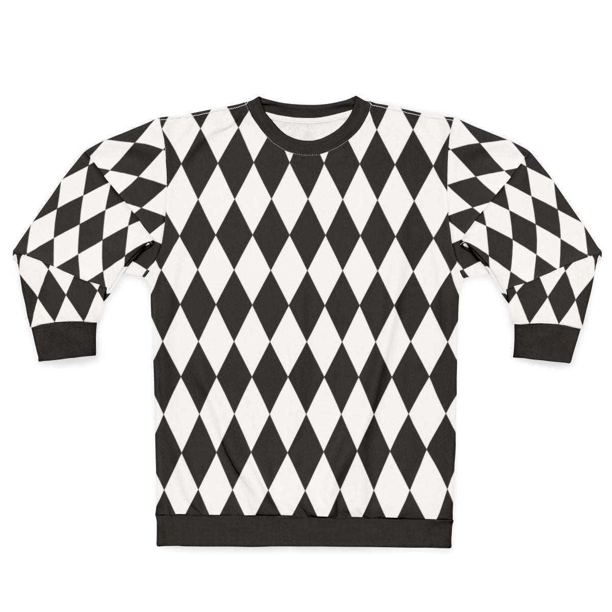 Harlequin diamond pattern black and white sweatshirt