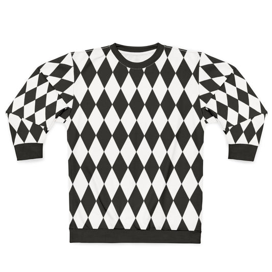 Harlequin diamond pattern black and white sweatshirt