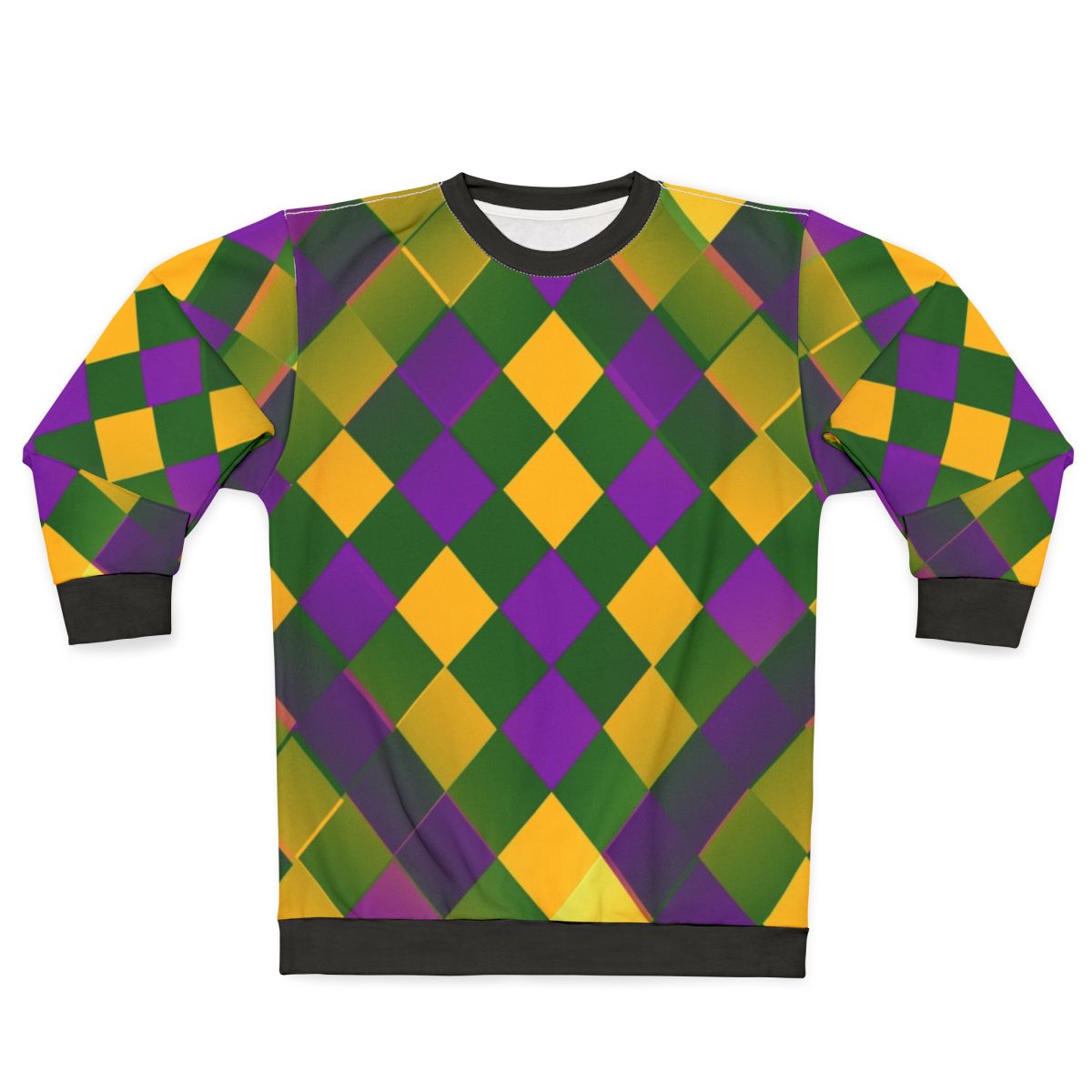 Harlequin Mardi Gras Sweatshirt with Fleur de Lis Design
