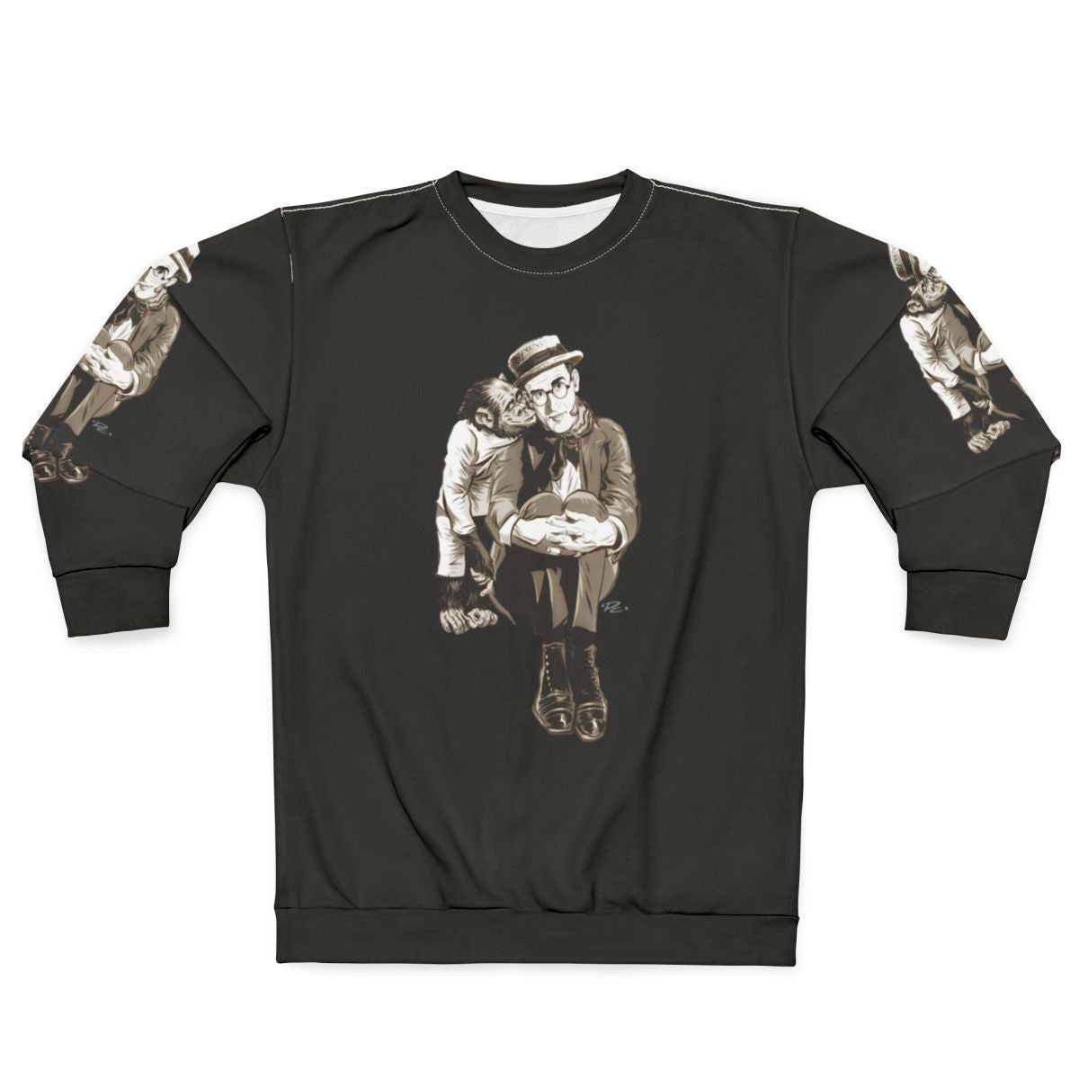 Vintage illustration of actor Harold Lloyd on a cozy sweatshirt