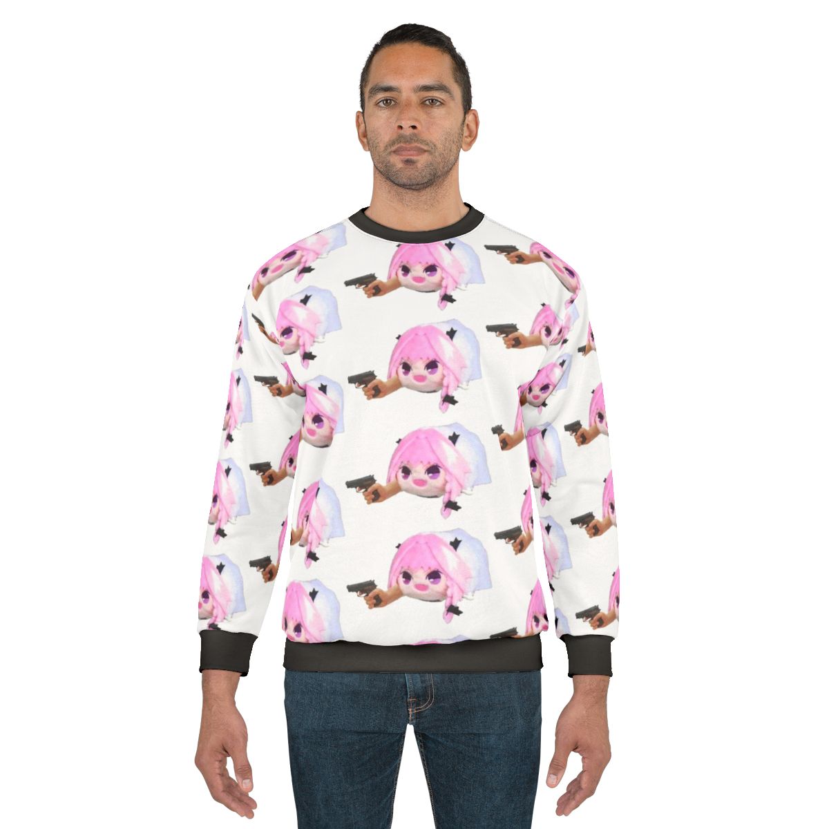 Haunted Astolfo bean plushie sweatshirt with gun