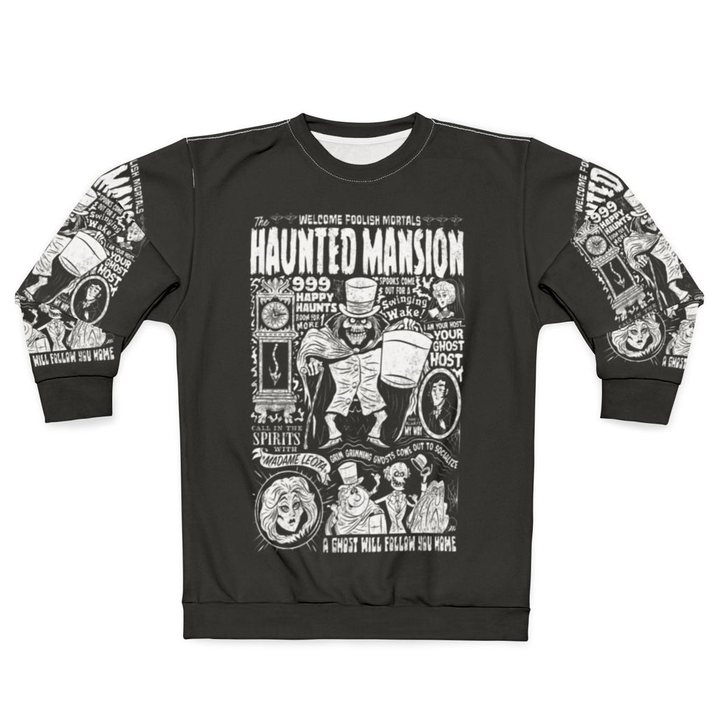 Spooky haunted mansion sweatshirt with horror theme
