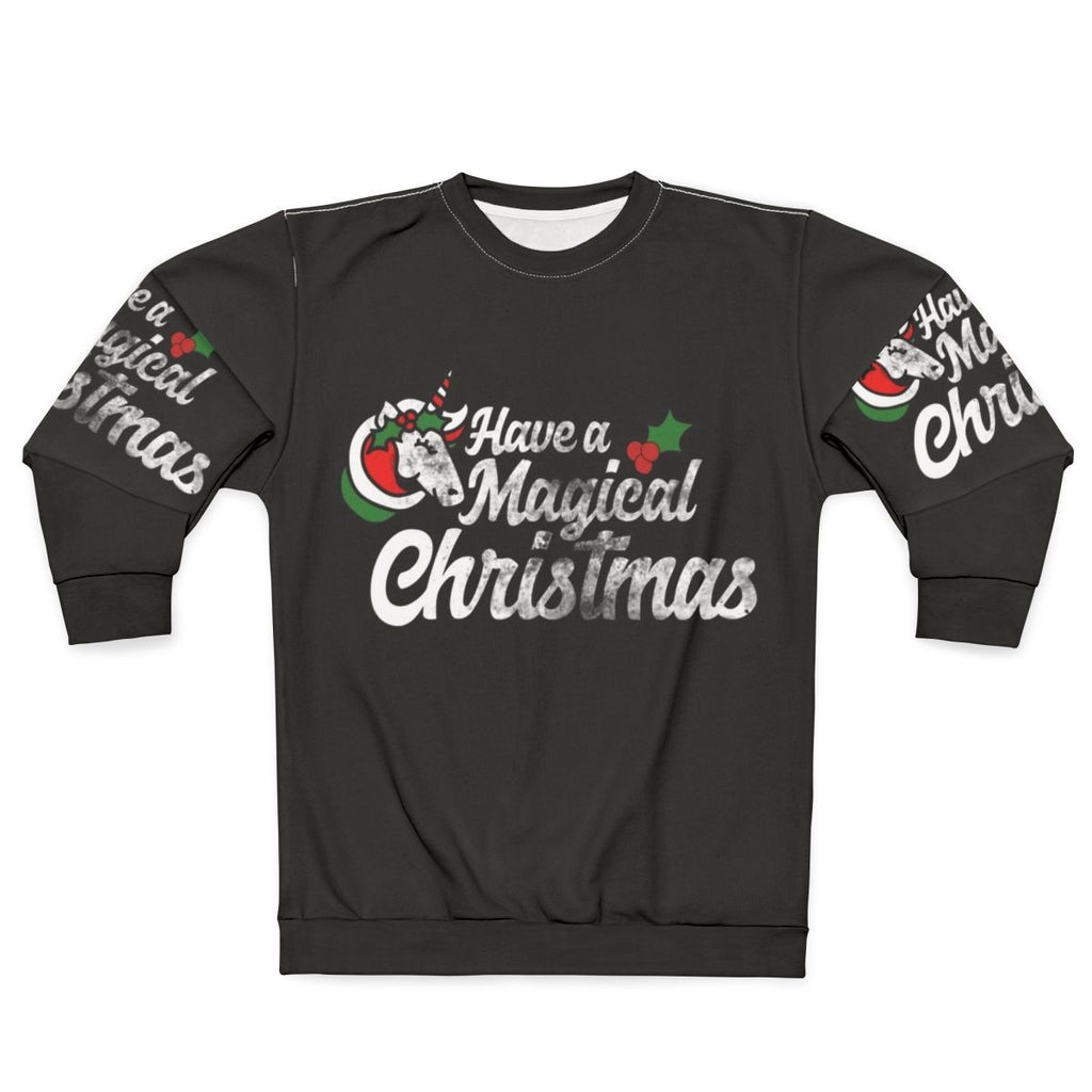 Magical Christmas Sweater with Unicorns and Retro Design
