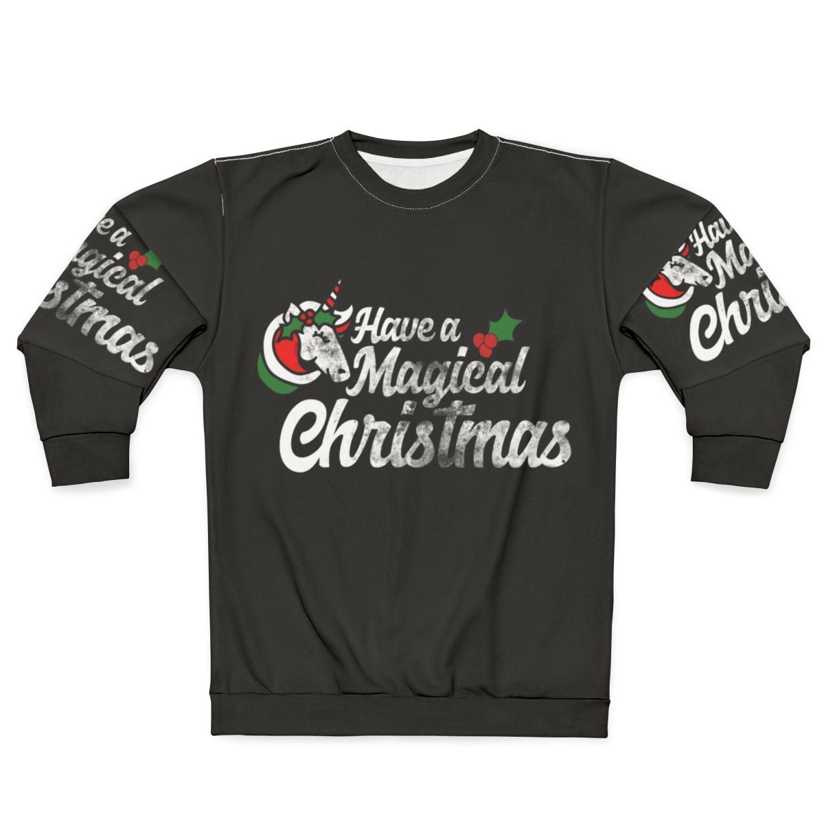 Magical Christmas Sweater with Unicorns and Retro Design