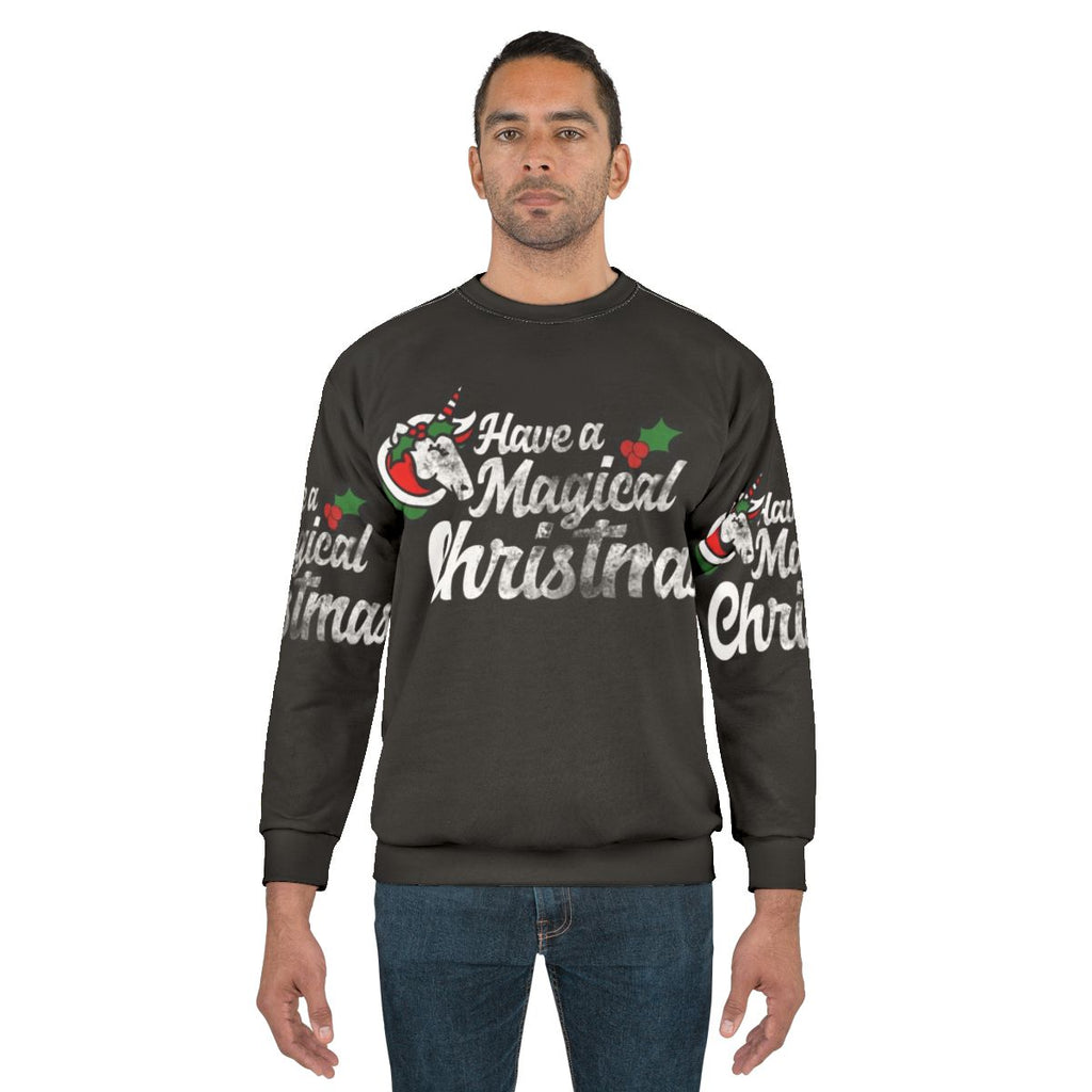 Magical Christmas Sweater with Unicorns and Retro Design