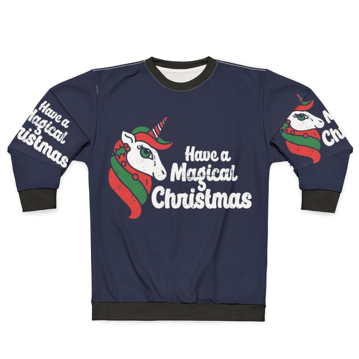 Magical Christmas unicorn sweatshirt with a whimsical design