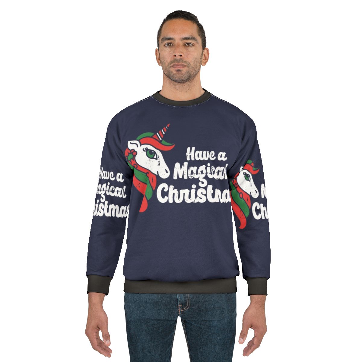 Magical Christmas unicorn sweatshirt with a whimsical design
