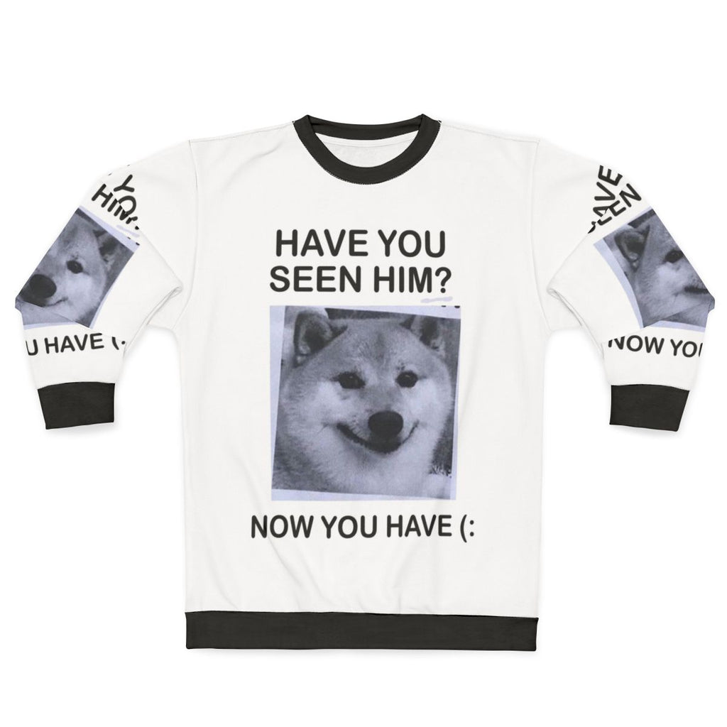 "Have You Seen Him?" Shiba Inu sweatshirt featuring a cute and inspirational dog design