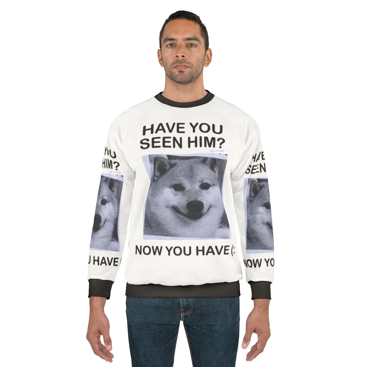 "Have You Seen Him?" Shiba Inu sweatshirt featuring a cute and inspirational dog design