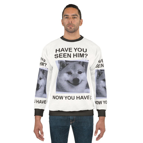 "Have You Seen Him?" Shiba Inu sweatshirt featuring a cute and inspirational dog design
