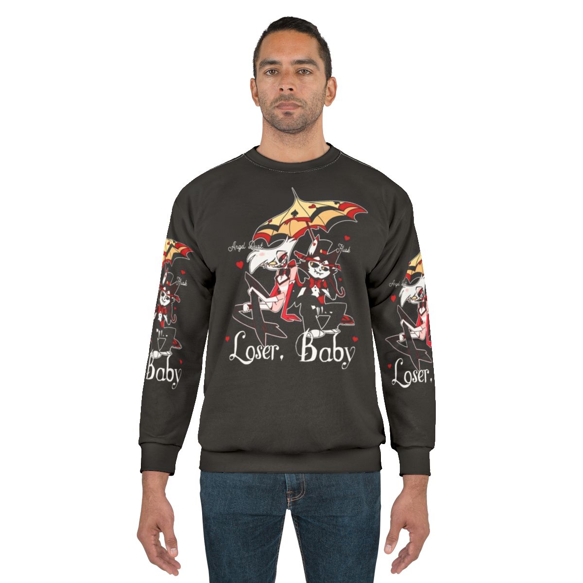 Hazbin Hotel Angel Dust and Husk Demon Cartoon Sweatshirt