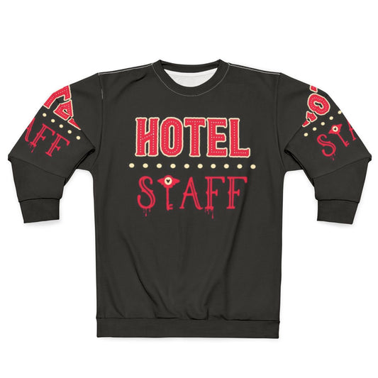 Hazbin Hotel Staff Sweatshirt featuring Alestor, Angel Dust, and other characters