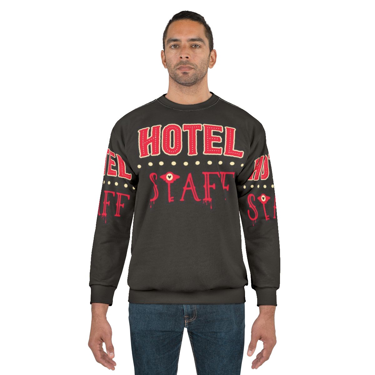 Hazbin Hotel Staff Sweatshirt featuring Alestor, Angel Dust, and other characters