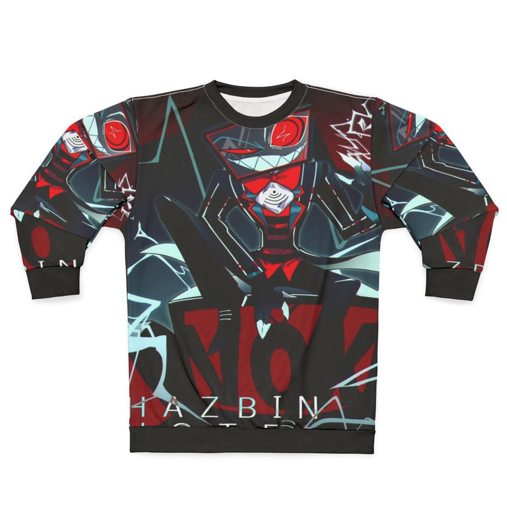 Hazbin Hotel Vox Sweatshirt featuring the character Vox