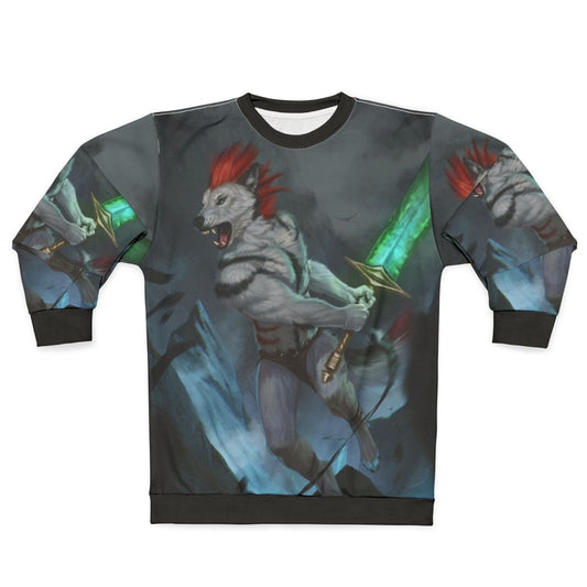 Headlong anthro wolf fantasy digital art sweatshirt