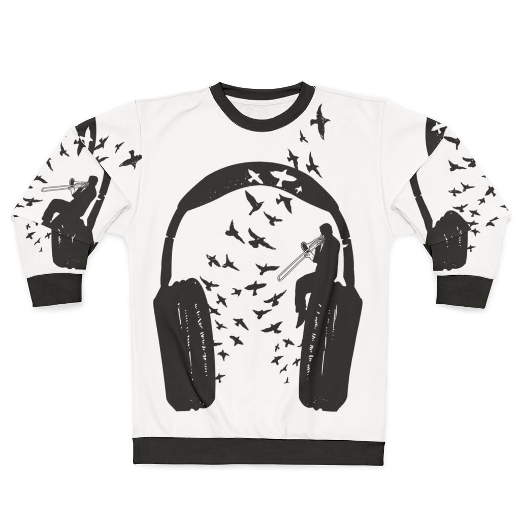 Trombone sweatshirt with headphone design