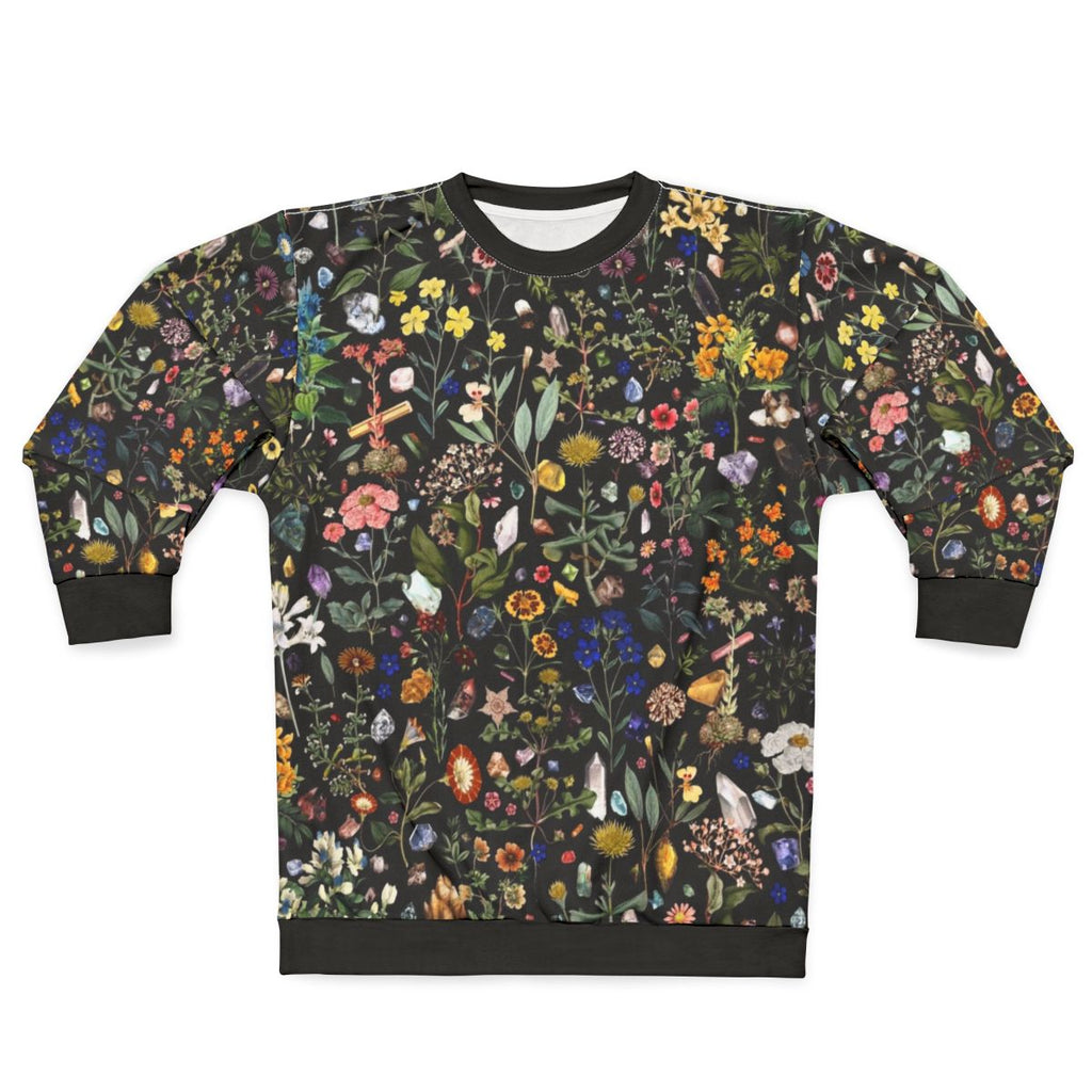 Healing Floral Botanical Sweatshirt with Colorful Nature-Inspired Digital Print