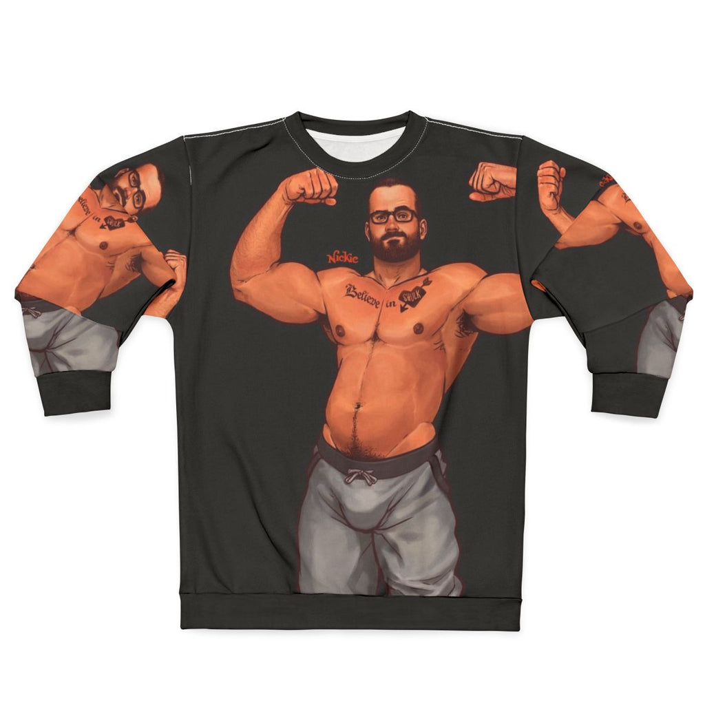 Heart Beats Sweatshirt featuring a nickiecharles bara gay lgbt male pinup design
