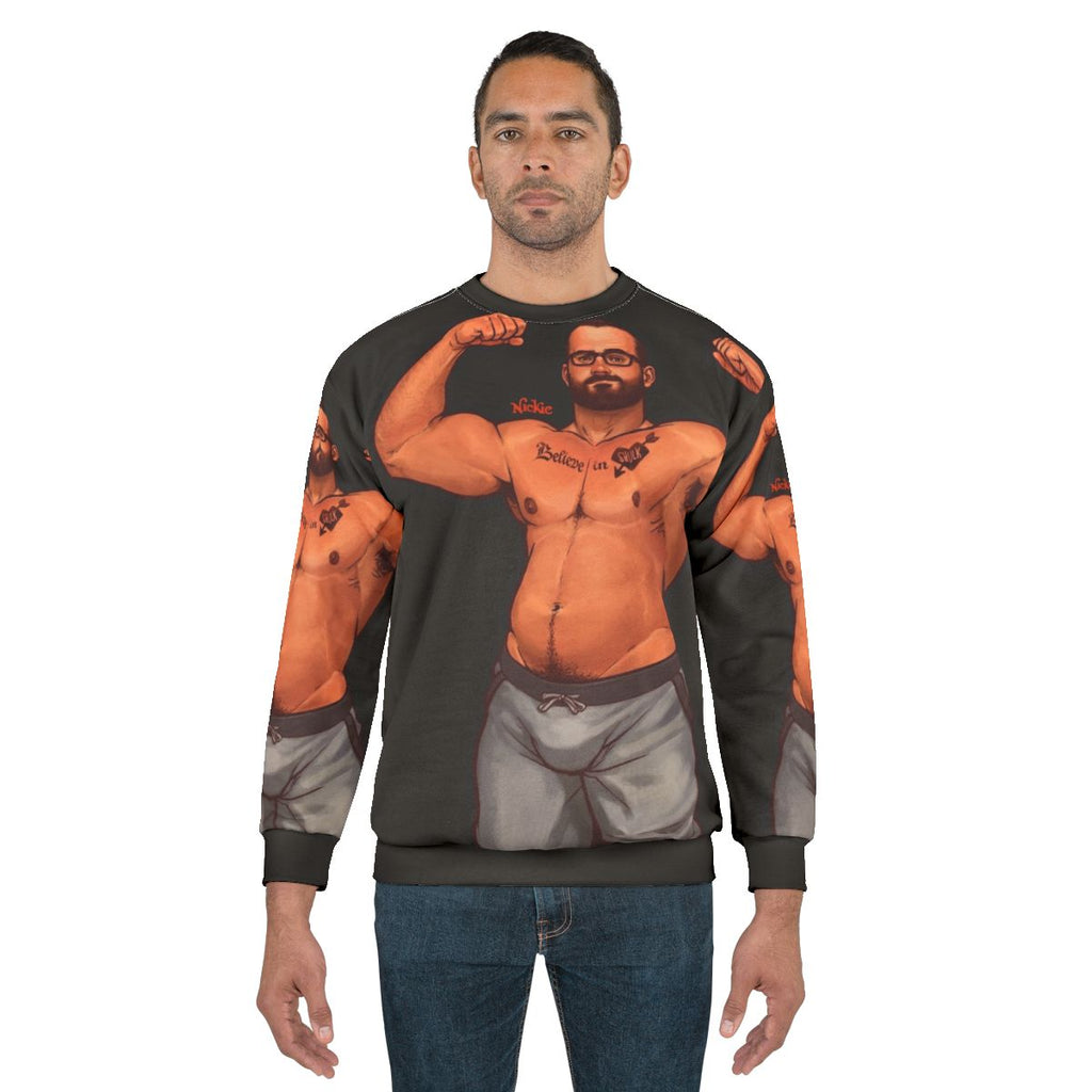 Heart Beats Sweatshirt featuring a nickiecharles bara gay lgbt male pinup design