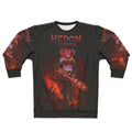 Hedon Bloodrite retro style sweatshirt with demon horns and video game art