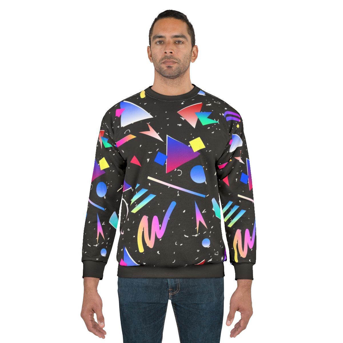 80s 90s Abstract Pattern Black Sweatshirt