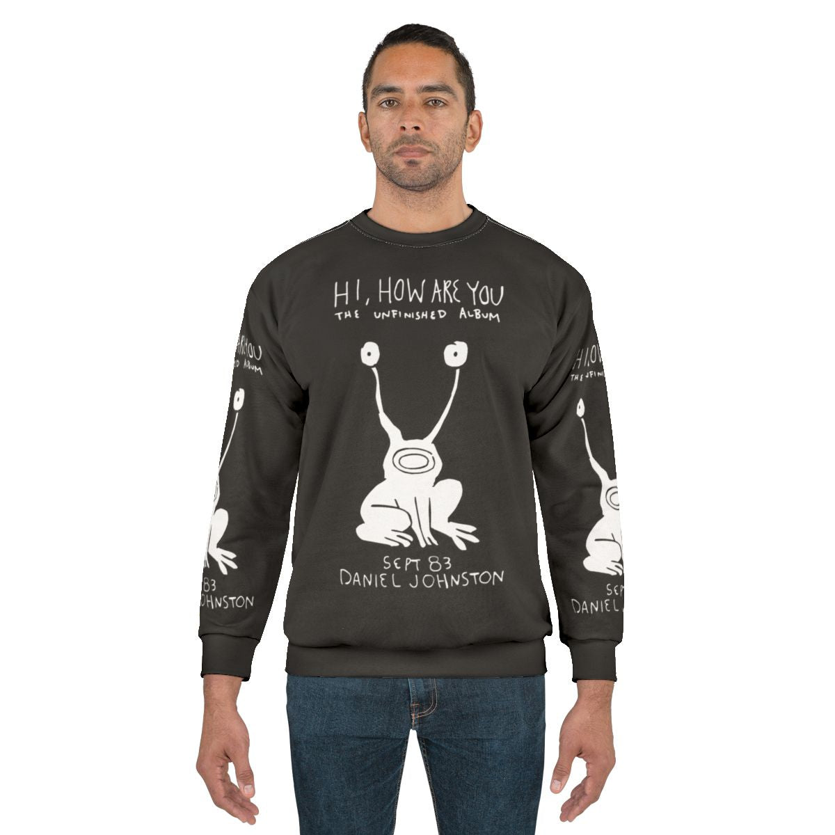 Hi How Are You Daniel Johnston Sweatshirt featuring the iconic album cover design