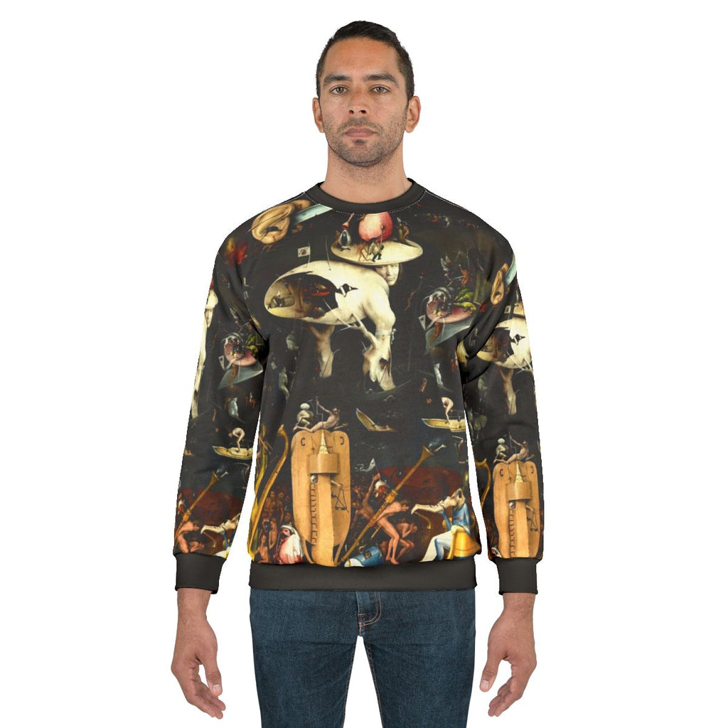 Hieronymus Bosch inspired "Hell" sweatshirt featuring surreal and dark fantasy elements