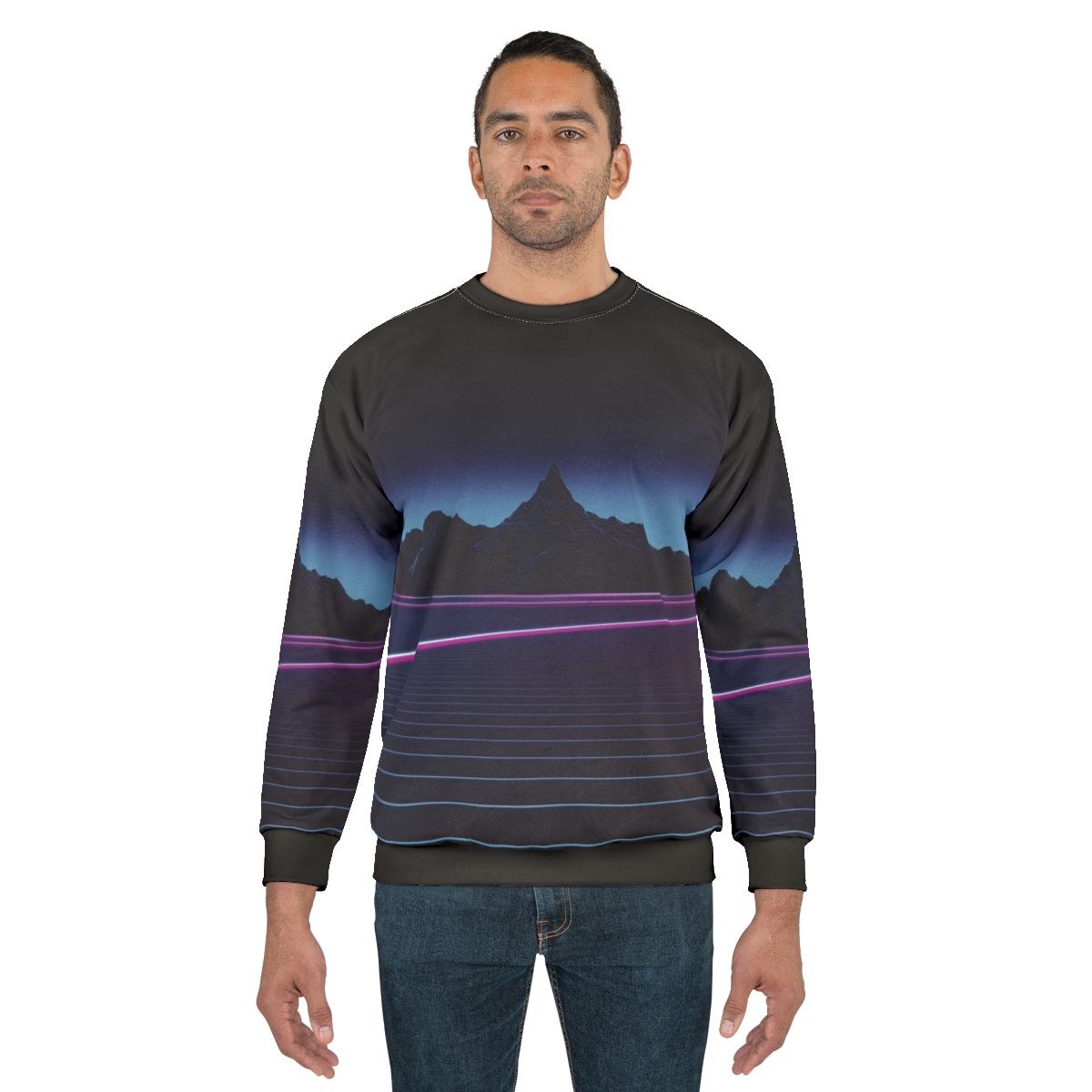 Retro neon landscape highway sweatshirt