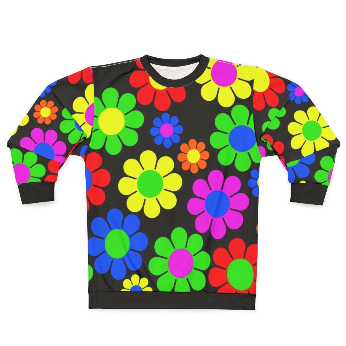 Retro hippie daisy flower pattern sweatshirt