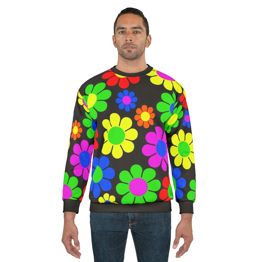 Retro hippie daisy flower pattern sweatshirt