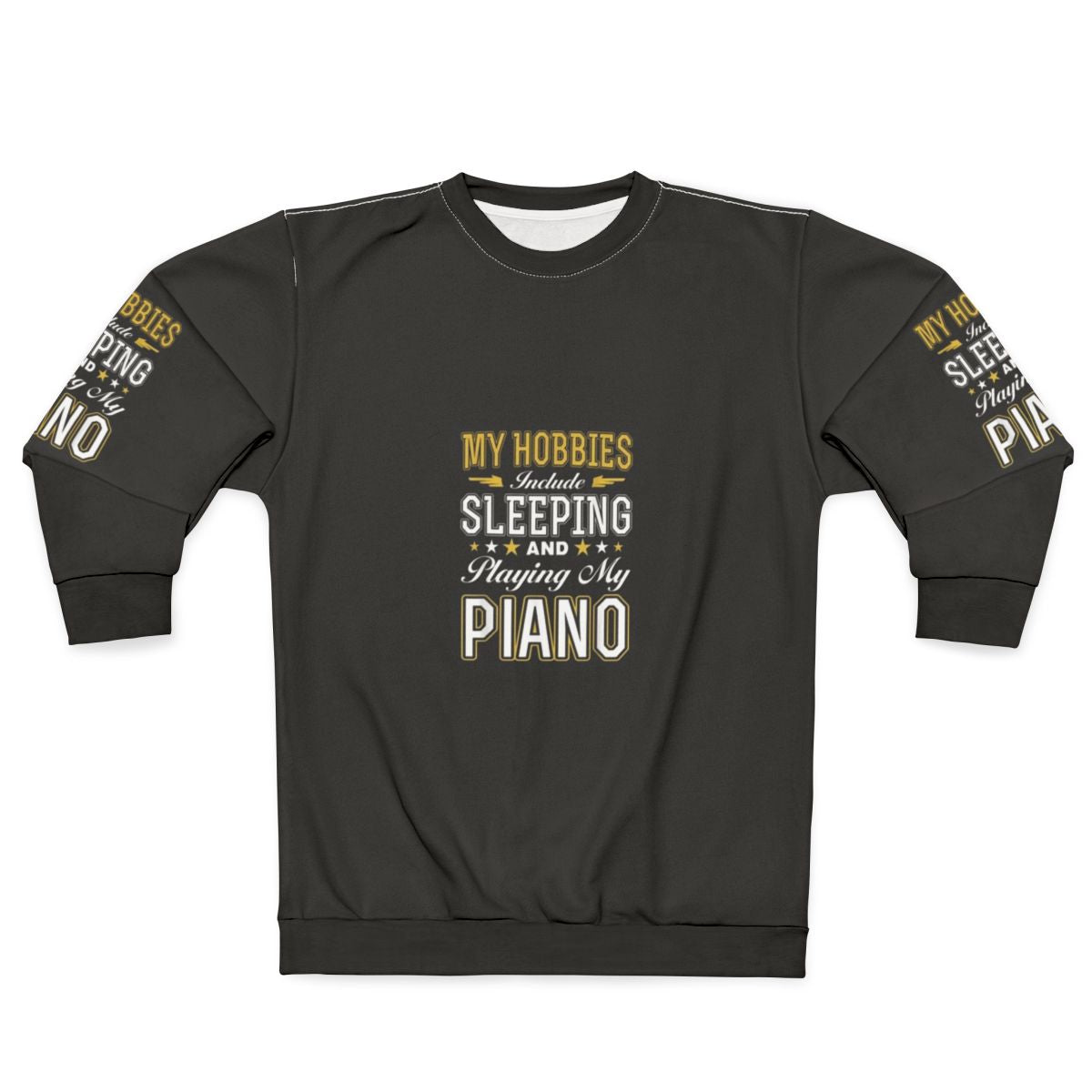 Cozy sweatshirt for hobbies like sleeping and playing piano