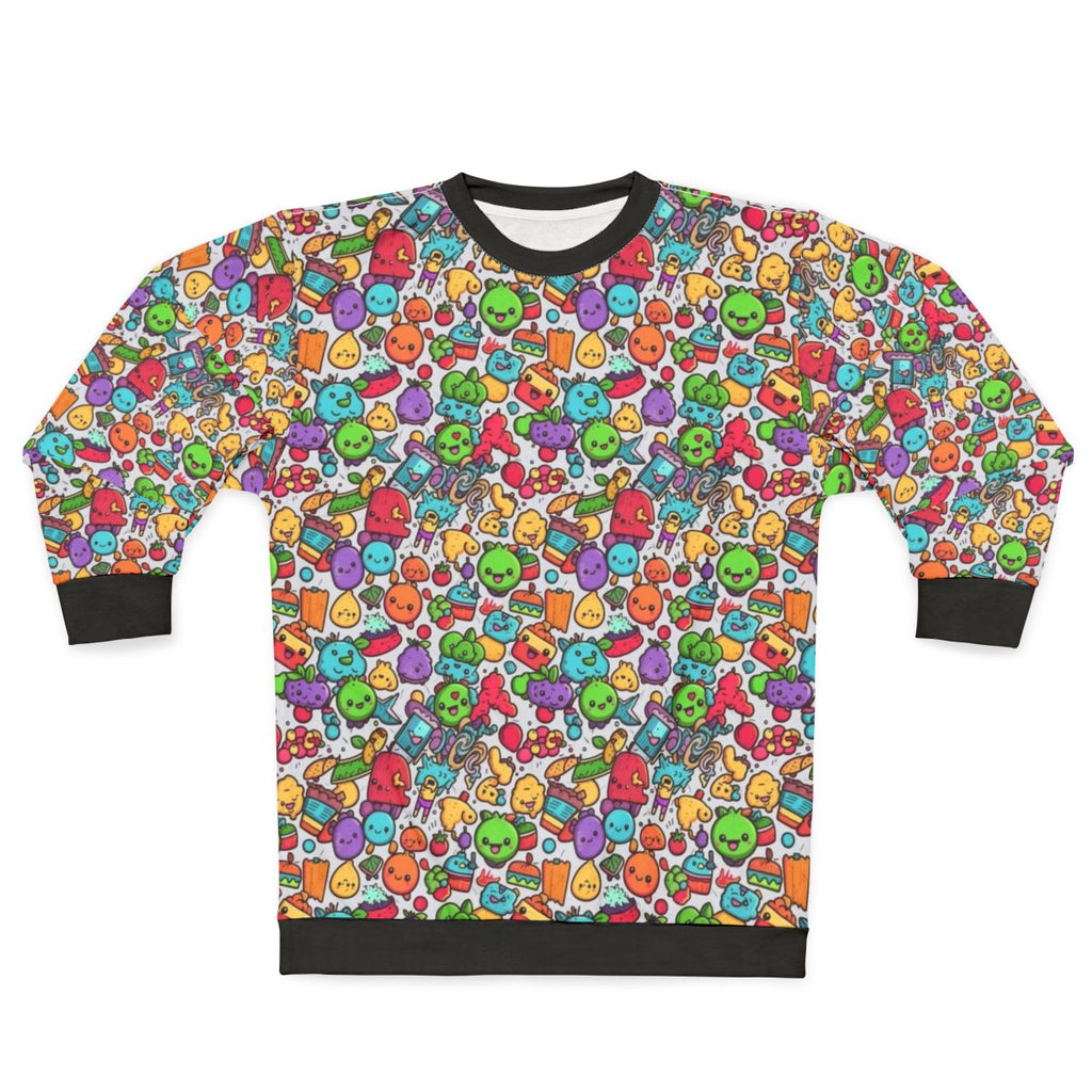Cartoon hobbies sweatshirt with pineapple, tiger, and giraffe design