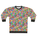 Cartoon hobbies sweatshirt with pineapple, tiger, and giraffe design