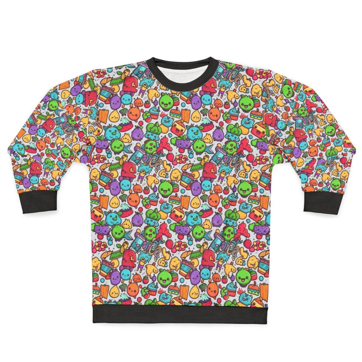 Cartoon hobbies sweatshirt with pineapple, tiger, and giraffe design