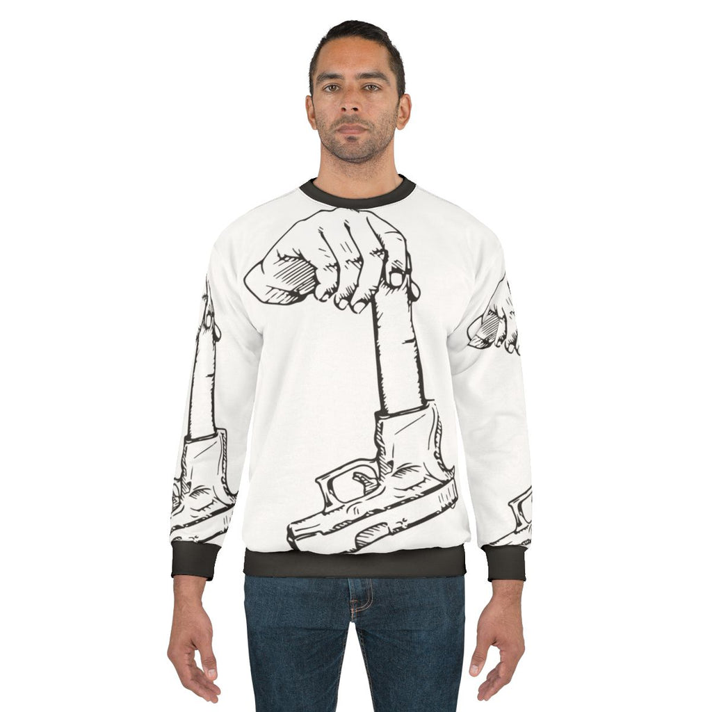 Extended Clip Sweatshirt with Trap and Drill Music Inspired Graphics