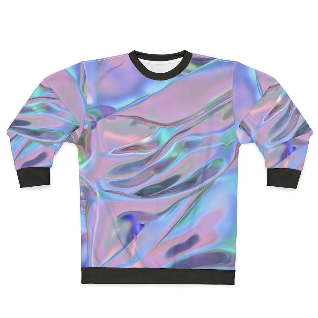Holographic sweatshirt with colorful graphic pattern