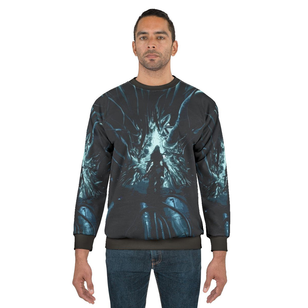 Horizon Zero Dawn Cauldron Sweatshirt featuring stylized sci-fi and cyberpunk design