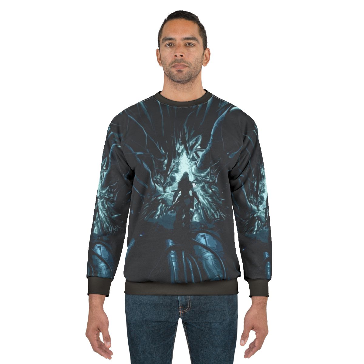 Horizon Zero Dawn Cauldron Sweatshirt featuring stylized sci-fi and cyberpunk design