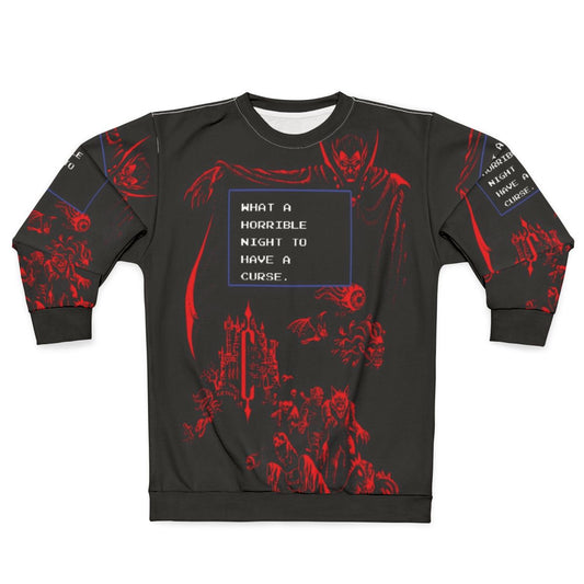 Pixel Retro Castlevania Dracula Vampire Horror Night Sweatshirt