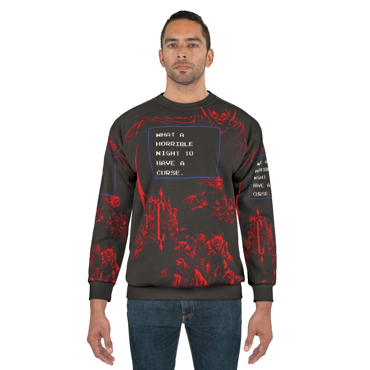 Pixel Retro Castlevania Dracula Vampire Horror Night Sweatshirt