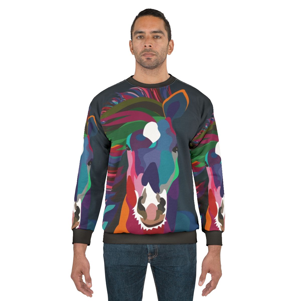 Abstract horse running graphic on sweatshirt