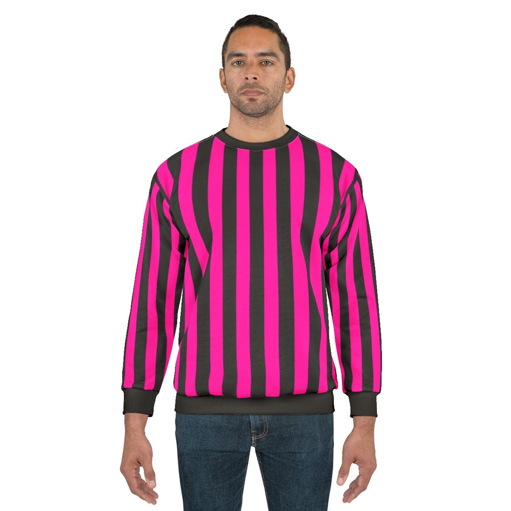 Hot pink and black striped sweatshirt