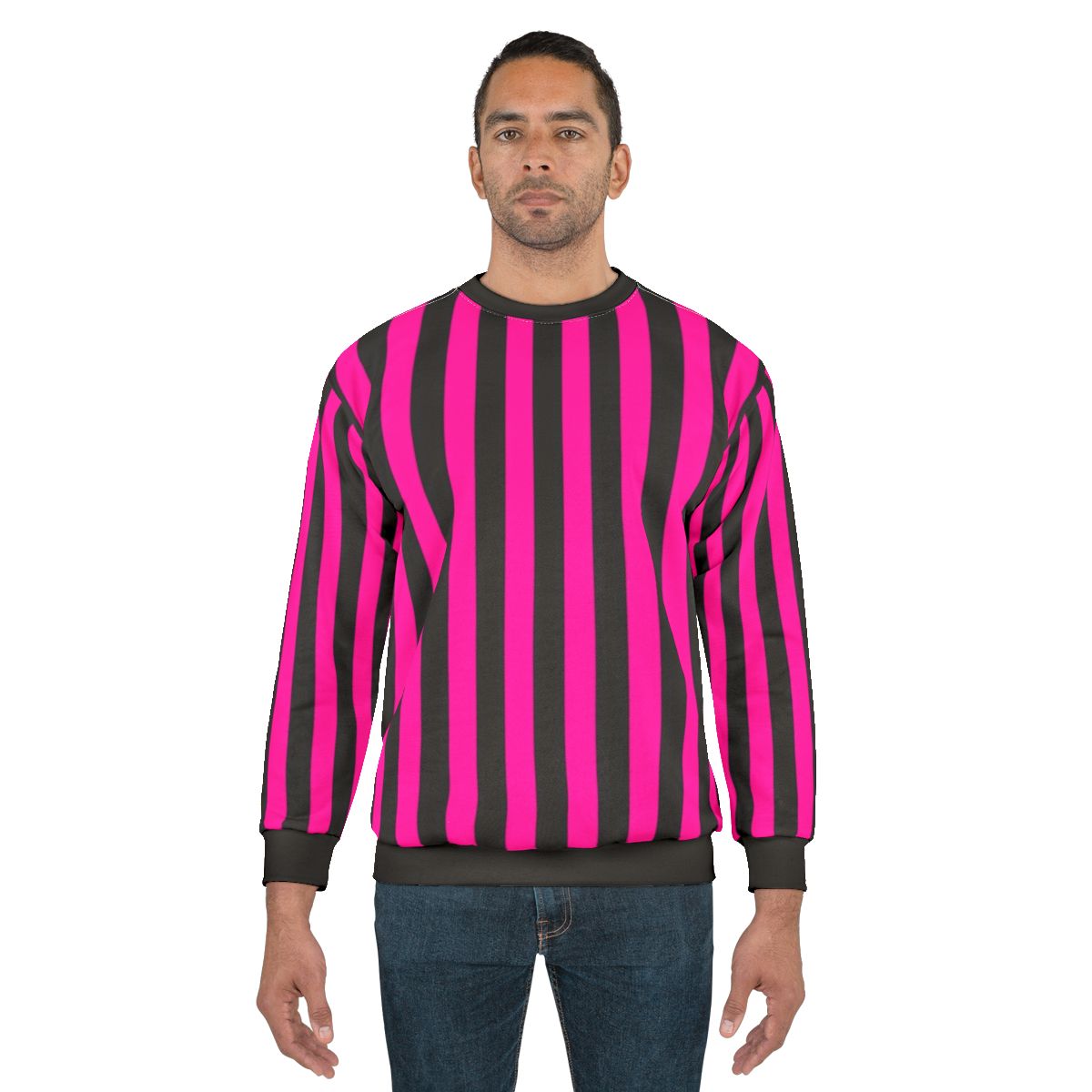 Hot pink and black striped sweatshirt
