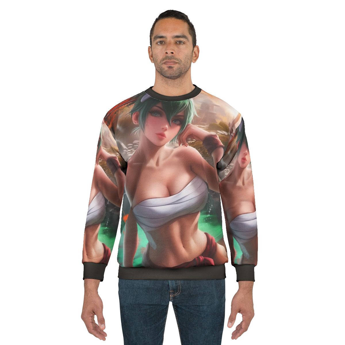 Anime-inspired hot spring kitsune design sweatshirt for gamer girls
