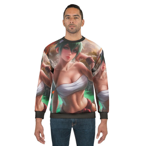 Anime-inspired hot spring kitsune design sweatshirt for gamer girls