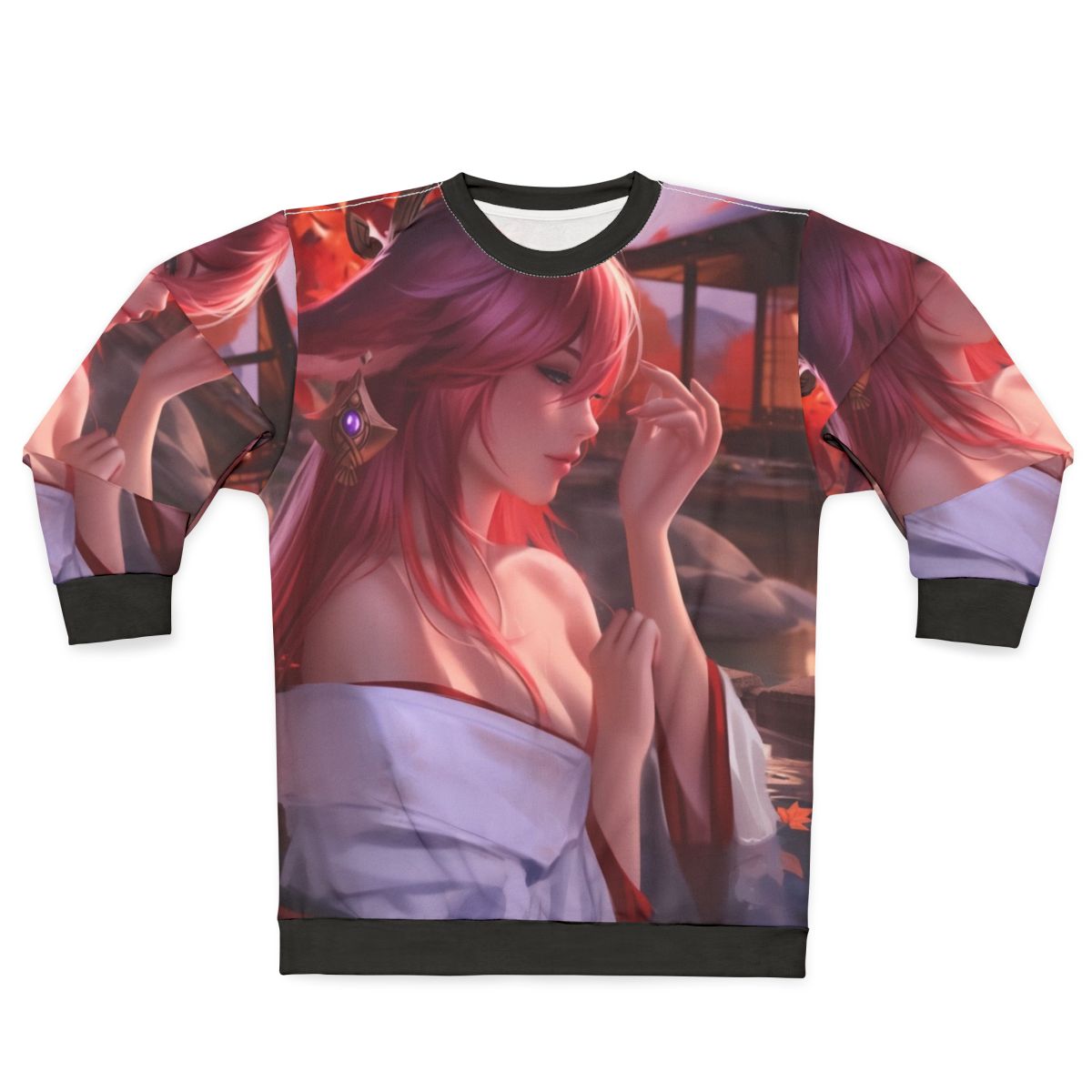 Genshin Impact Yae Miko Sweatshirt featuring anime-style fox girl design