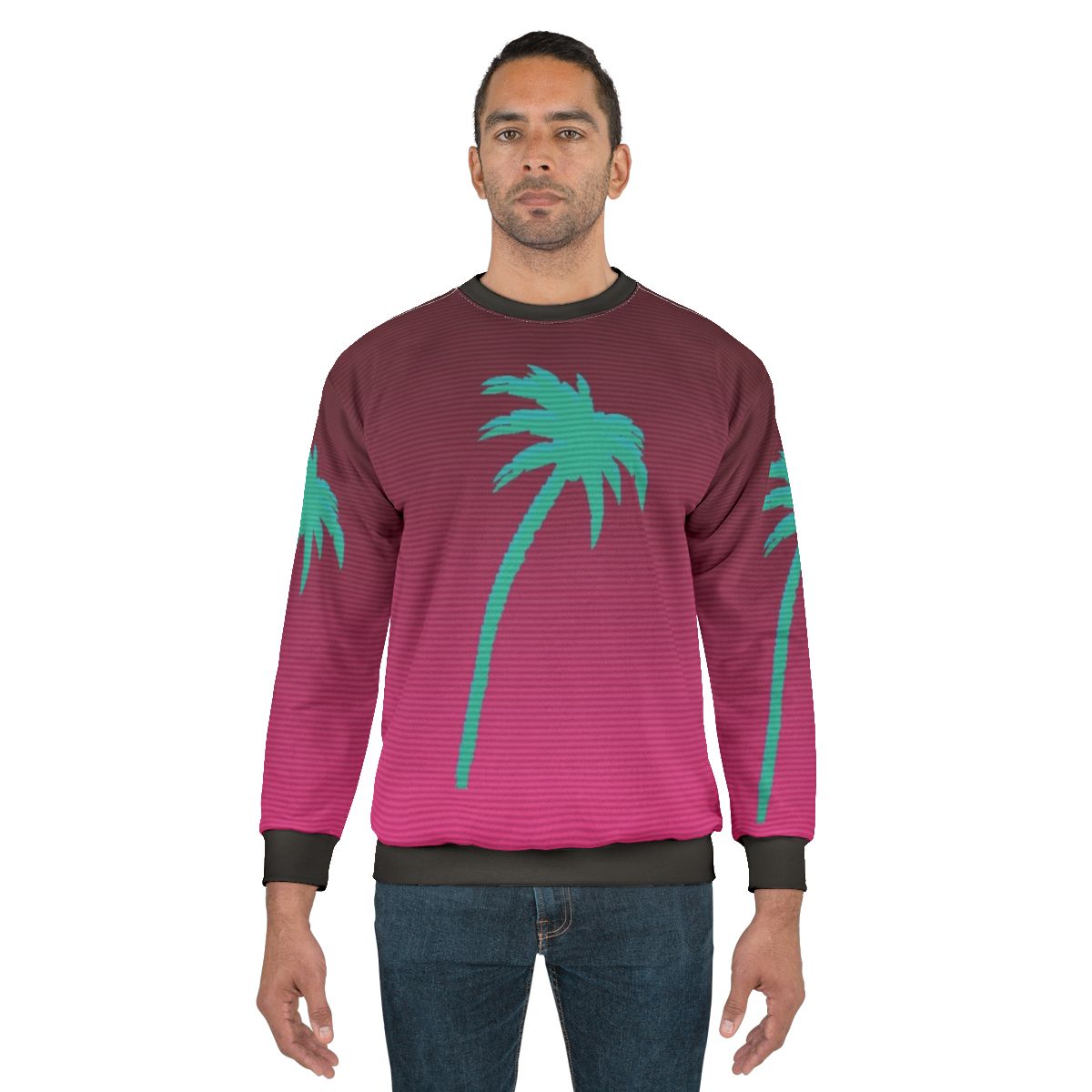 Hotline Miami inspired palmtree vaporwave sweatshirt