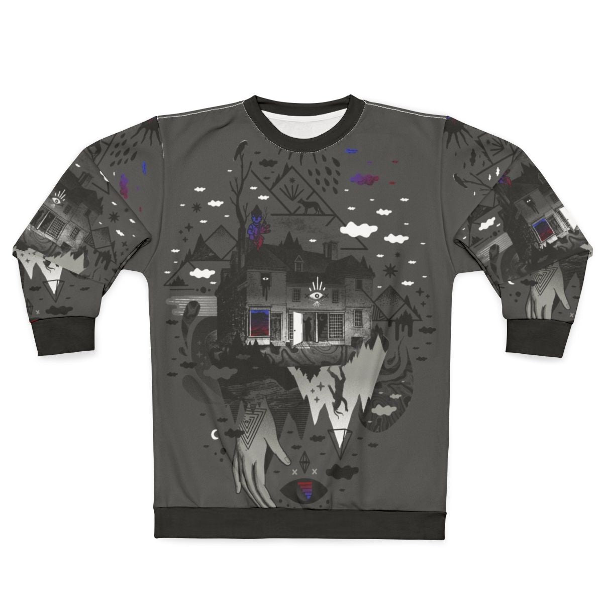 Surreal 'House Is Not A Home' abstract sweatshirt with collage design